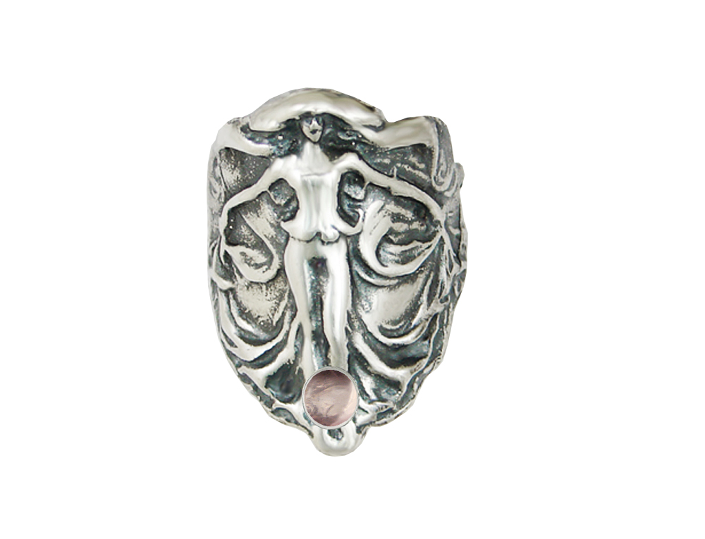 Sterling Silver First Lady of the Realm Ring With Rose Quartz Size 10